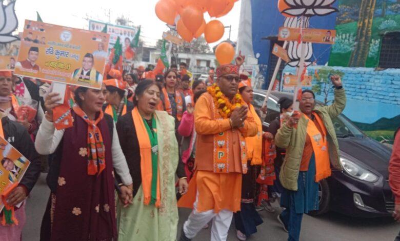 भाजपा प्रत्याशी रवि कुमार ने किया शक्ति प्रदर्शन, उमड़ा भारी जन सैलाब